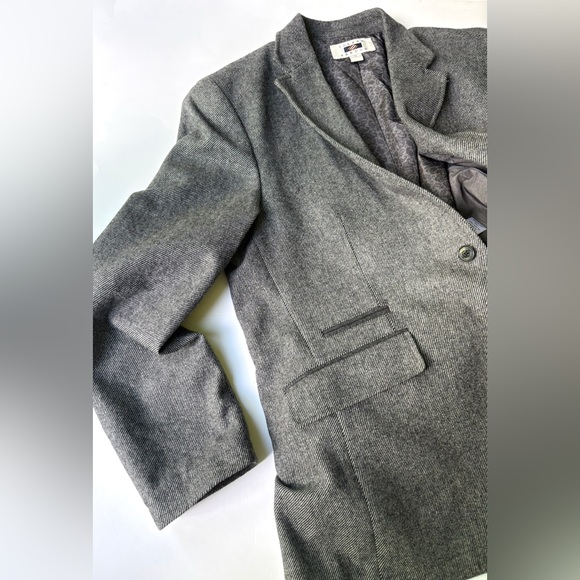 Vintage‎ Black Grey Tweed Wool Oversized Classic Boyfriend Menswear Fit Blazer - Picture 4 of 16